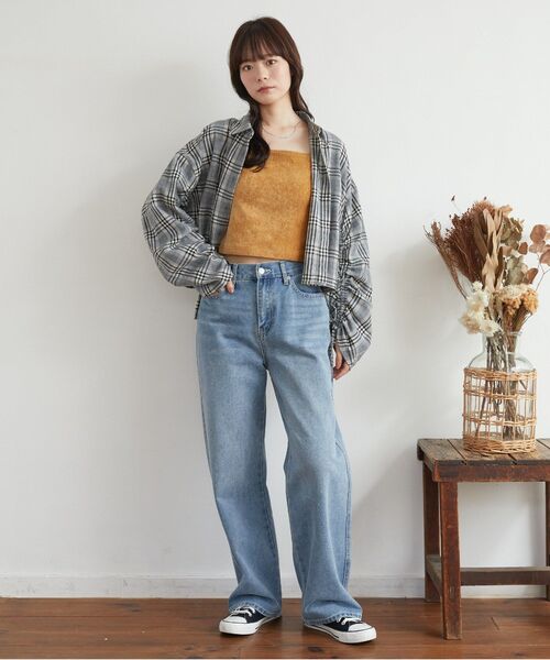 RETRO GIRL(レトロガール)の「袖シャーリングチェックSH(シャツ/ブラウス・レディース・ナチュラル/ライトグレー/イエロー・FREE)」の17枚目の写真