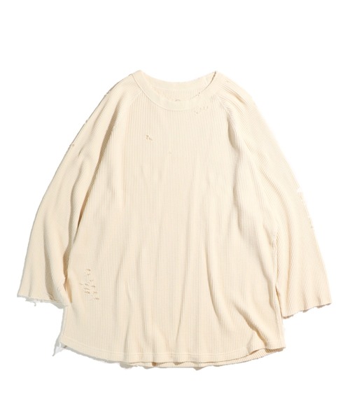 bukht(ブフト)の「BUKHT / ブフト 3/4 SLEEVE WAFFLE TEE 7分袖ワッフルTEE(Tシャツ/カットソー・メンズ・ホワイト/ブラック・LARGE/MEDIUM)」の4枚目の写真