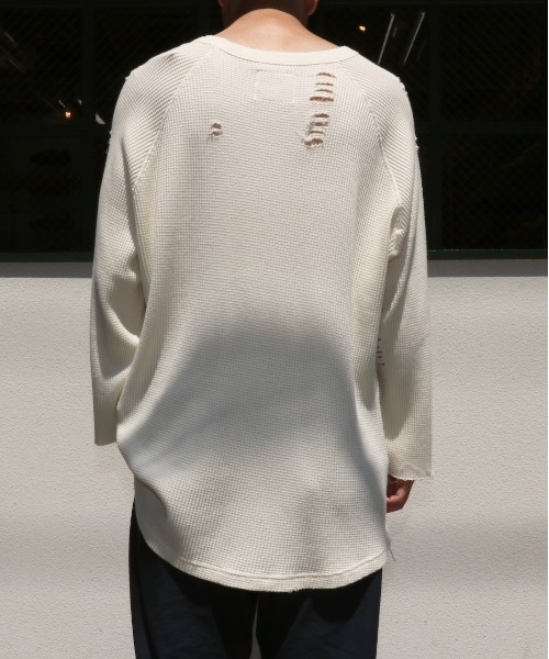 bukht(ブフト)の「BUKHT / ブフト 3/4 SLEEVE WAFFLE TEE 7分袖ワッフルTEE(Tシャツ/カットソー・メンズ・ホワイト/ブラック・LARGE/MEDIUM)」の6枚目の写真