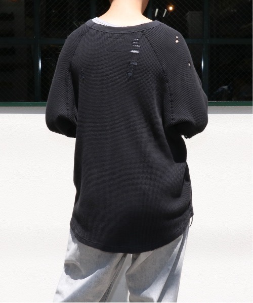 bukht(ブフト)の「BUKHT / ブフト 3/4 SLEEVE WAFFLE TEE 7分袖ワッフルTEE(Tシャツ/カットソー・メンズ・ホワイト/ブラック・LARGE/MEDIUM)」の19枚目の写真