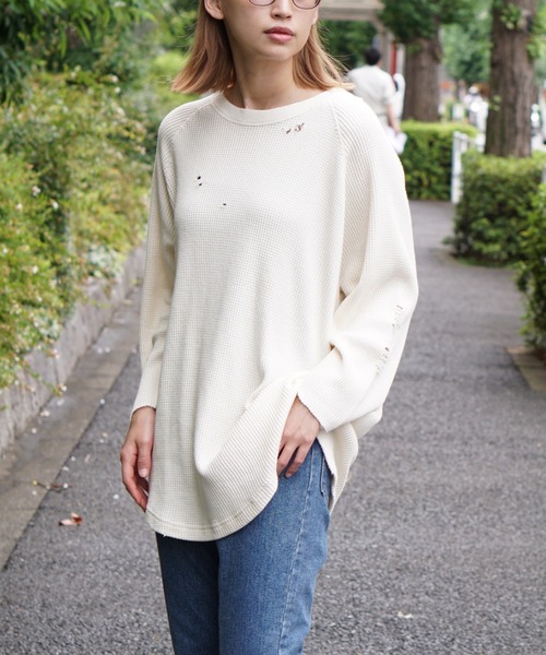 bukht(ブフト)の「BUKHT / ブフト 3/4 SLEEVE WAFFLE TEE 7分袖ワッフルTEE(Tシャツ/カットソー・メンズ・ホワイト/ブラック・LARGE/MEDIUM)」の7枚目の写真