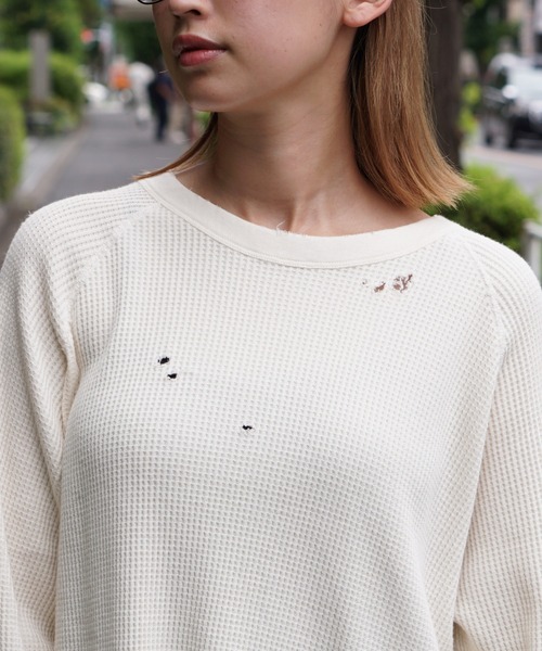 bukht(ブフト)の「BUKHT / ブフト 3/4 SLEEVE WAFFLE TEE 7分袖ワッフルTEE(Tシャツ/カットソー・メンズ・ホワイト/ブラック・LARGE/MEDIUM)」の8枚目の写真