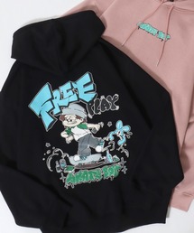 oversize foam print sweat hoodie/ビリヤード ゴースト ボーイ オーバーサイズ 発泡プリント 裏起毛 スウェット フーディー/パーカー