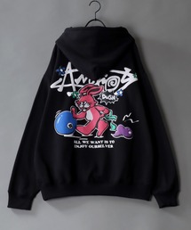 oversize foam print sweat hoodie/ビリヤード ゴースト ボーイ オーバーサイズ 発泡プリント 裏起毛 スウェット フーディー/パーカー