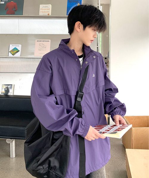 neos（ネオス）の「【neos -addictive design-】ルーズシルエット ナイロンライク ハーフジップ アノラック プルオーバー（ナイロンジャケット・メンズ・ブラック/ライトベージュ/パープル・MEDIUM/X-LARGE/LARGE）」の6枚目の写真