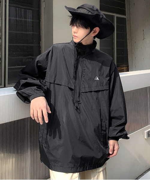 neos（ネオス）の「【neos -addictive design-】ルーズシルエット ナイロンライク ハーフジップ アノラック プルオーバー（ナイロンジャケット・メンズ・ブラック/ライトベージュ/パープル・MEDIUM/X-LARGE/LARGE）」の9枚目の写真