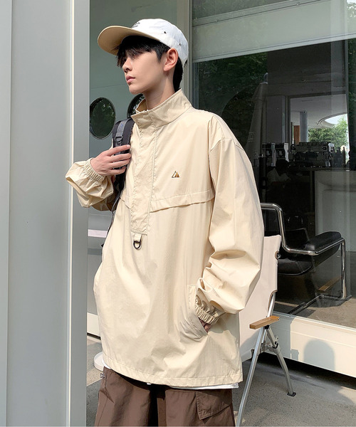 neos（ネオス）の「【neos -addictive design-】ルーズシルエット ナイロンライク ハーフジップ アノラック プルオーバー（ナイロンジャケット・メンズ・ブラック/ライトベージュ/パープル・MEDIUM/X-LARGE/LARGE）」の14枚目の写真