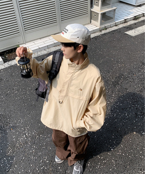 neos（ネオス）の「【neos -addictive design-】ルーズシルエット ナイロンライク ハーフジップ アノラック プルオーバー（ナイロンジャケット・メンズ・ブラック/ライトベージュ/パープル・MEDIUM/X-LARGE/LARGE）」の17枚目の写真