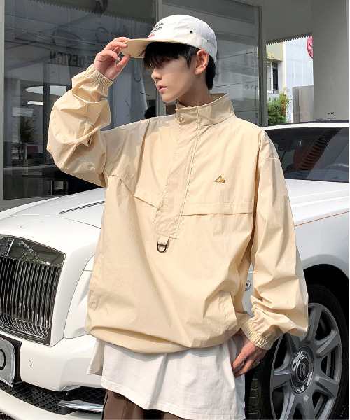 neos（ネオス）の「【neos -addictive design-】ルーズシルエット ナイロンライク ハーフジップ アノラック プルオーバー（ナイロンジャケット・メンズ・ブラック/ライトベージュ/パープル・MEDIUM/X-LARGE/LARGE）」の18枚目の写真