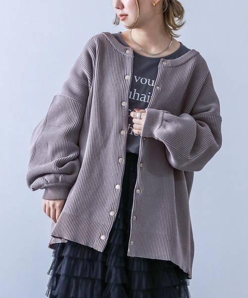 osharewalker（オシャレウォーカー）の「【廃盤】『スポンジニットカーディガン』（カーディガン/ボレロ・レディース・ブラウン/ブラック/グレー・FREE）」の2枚目の写真