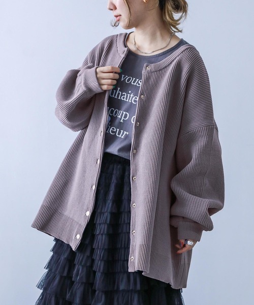 osharewalker（オシャレウォーカー）の「【廃盤】『スポンジニットカーディガン』（カーディガン/ボレロ・レディース・ブラウン/ブラック/グレー・FREE）」の8枚目の写真