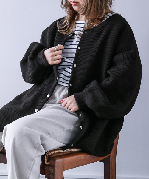 osharewalker（オシャレウォーカー）の「【廃盤】『スポンジニットカーディガン』（カーディガン/ボレロ・レディース・ブラウン/ブラック/グレー・FREE）」の12枚目の写真