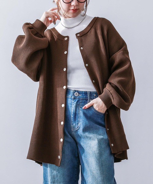 osharewalker（オシャレウォーカー）の「【廃盤】『スポンジニットカーディガン』（カーディガン/ボレロ・レディース・ブラウン/ブラック/グレー・FREE）」の4枚目の写真