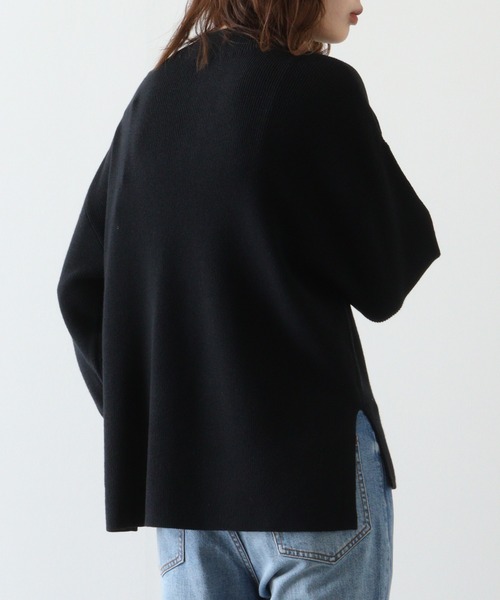hunch(ハンチ)の「hunch 静電気防止やわもちヤーンベルスリーブハイネックニットPO(ニット/セーター・レディース・ライトブラウン/ブラック×グレー/グレイッシュベージュ/ブラック・FREE)」の10枚目の写真