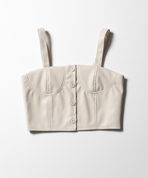 me+em select(ミームセレクト)の「※【 2color 】ミニボタンコルセットフェイクレザービスチェ(その他トップス・レディース・アイボリー/ブラック・FREE)」の21枚目の写真