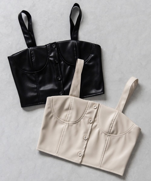 me+em select(ミームセレクト)の「※【 2color 】ミニボタンコルセットフェイクレザービスチェ(その他トップス・レディース・アイボリー/ブラック・FREE)」の19枚目の写真