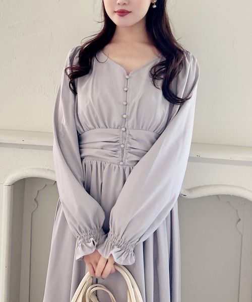 MIIA（ミーア）の「パフスリーブ長袖マキシワンピース（ワンピース・レディース・ブラック系その他/ブルー/ブラック/ドット/ホワイト系その他2・FREE）」の18枚目の写真