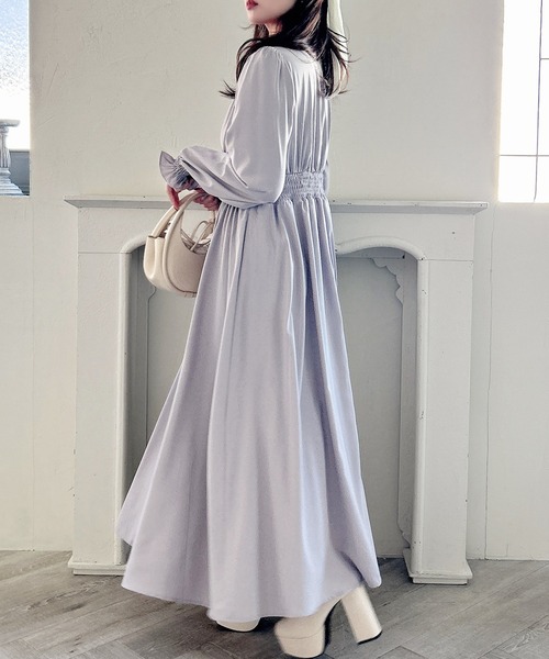 MIIA（ミーア）の「パフスリーブ長袖マキシワンピース（ワンピース・レディース・ブラック系その他/ブルー/ブラック/ドット/ホワイト系その他2・FREE）」の19枚目の写真