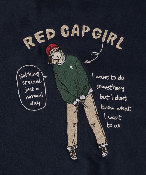 Red Cap Girl(レッドキャプガール)の「ガールイラストバックデザイン刺繍クルーネックスウェット/オーバーサイズ/ユニセックス/裏起毛(スウェット・メンズ・ホワイト/アッシュグレー/ネイビー/グリーン/チャコールグレー・M/L)」の18枚目の写真
