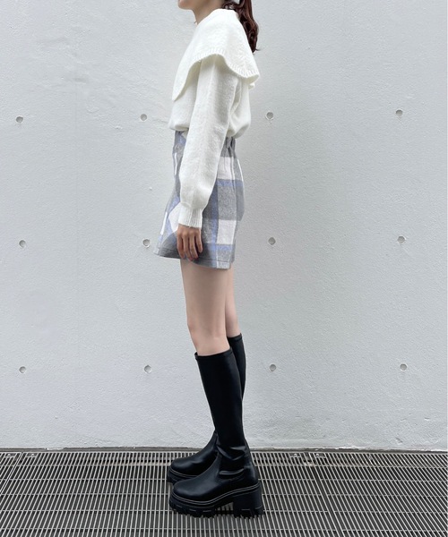 one way（ワンウェイ）の「ロービングチェックスカート（スカート・レディース・グレー/ブラウン/ブラック・FREE）」の15枚目の写真