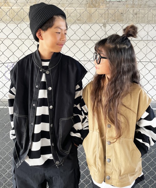 JAM & LINK（ジャムアンドリンク）の「ツイル ベスト（ベスト・キッズ・ベージュ/ブラック・120cm/130cm/160cm/140cm/110cm/150cm）」の16枚目の写真