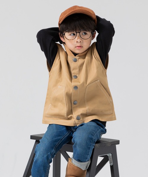 JAM & LINK（ジャムアンドリンク）の「ツイル ベスト（ベスト・キッズ・ベージュ/ブラック・120cm/130cm/160cm/140cm/110cm/150cm）」の11枚目の写真