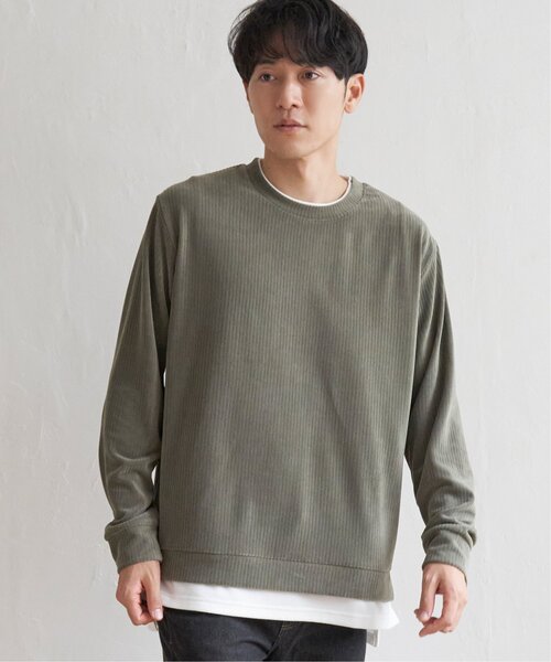 ikka（イッカ）の「カットコールフェイクレイヤードプルオーバー（Tシャツ/カットソー・メンズ・オリーブ/ブラック/ベージュ/ブルー・XL/M/L/S）」の10枚目の写真