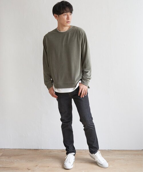 ikka（イッカ）の「カットコールフェイクレイヤードプルオーバー（Tシャツ/カットソー・メンズ・オリーブ/ブラック/ベージュ/ブルー・XL/M/L/S）」の12枚目の写真