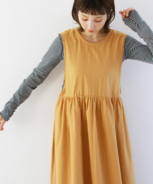 Crisp（クリスプ）の「バックリボンギャザーワンピース（ワンピース・レディース・チャコールグレー/マスタード・FREE）」の13枚目の写真