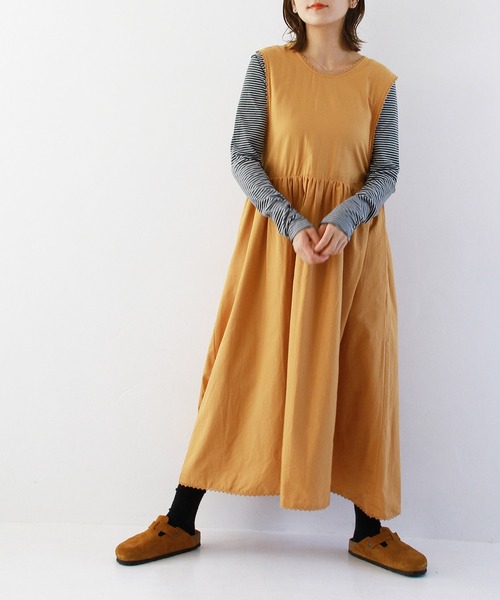 Crisp（クリスプ）の「バックリボンギャザーワンピース（ワンピース・レディース・チャコールグレー/マスタード・FREE）」の6枚目の写真