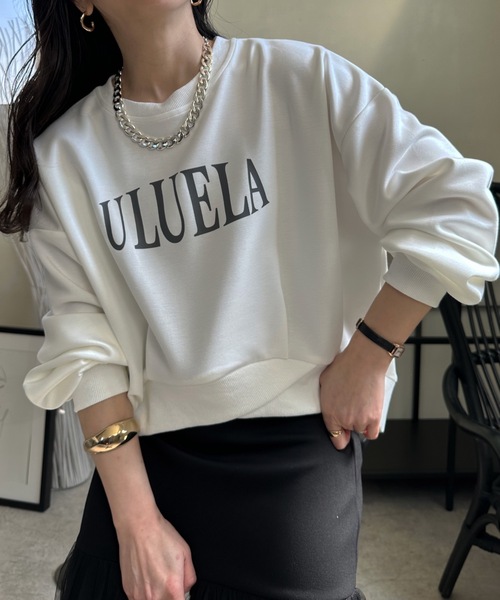 ULEULA（ウルア）の「デサインクロススウェット/スポンディッシュトレーナー/ロゴスウェット（スウェット・レディース・アイボリー/ブラック/オートミール・FREE）」の2枚目の写真