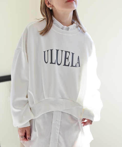 ULEULA（ウルア）の「デサインクロススウェット/スポンディッシュトレーナー/ロゴスウェット（スウェット・レディース・アイボリー/ブラック/オートミール・FREE）」の6枚目の写真