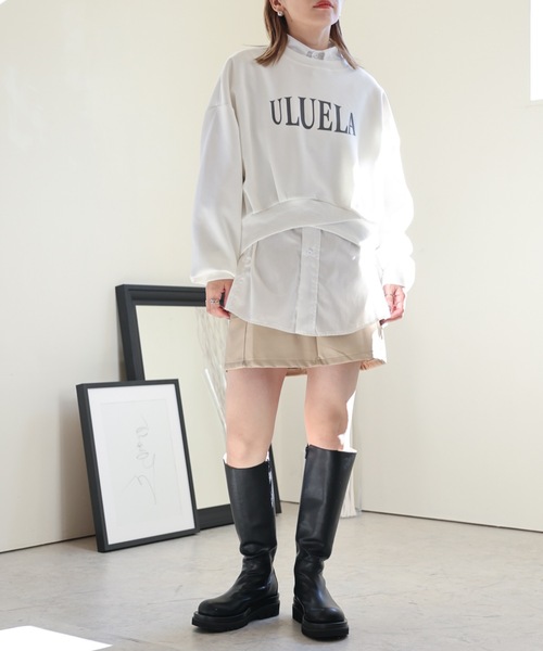 ULEULA（ウルア）の「デサインクロススウェット/スポンディッシュトレーナー/ロゴスウェット（スウェット・レディース・アイボリー/ブラック/オートミール・FREE）」の11枚目の写真