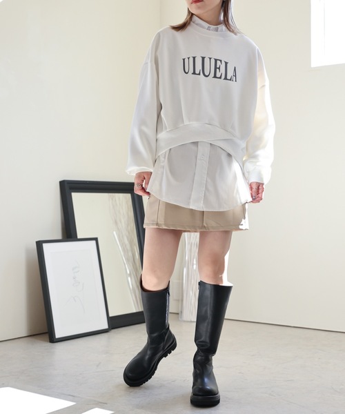 ULEULA（ウルア）の「デサインクロススウェット/スポンディッシュトレーナー/ロゴスウェット（スウェット・レディース・アイボリー/ブラック/オートミール・FREE）」の12枚目の写真