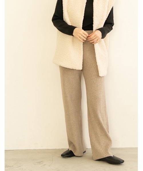 chocomee(チョコミー)の「side line knit pants(その他パンツ・レディース・アイボリー/ベージュ・FREE)」の2枚目の写真
