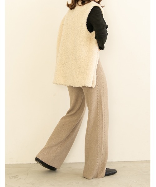 chocomee(チョコミー)の「side line knit pants(その他パンツ・レディース・アイボリー/ベージュ・FREE)」の3枚目の写真