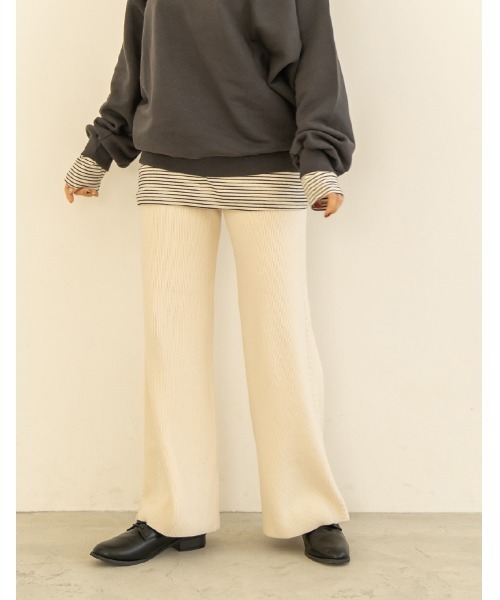 chocomee(チョコミー)の「side line knit pants(その他パンツ・レディース・アイボリー/ベージュ・FREE)」の7枚目の写真