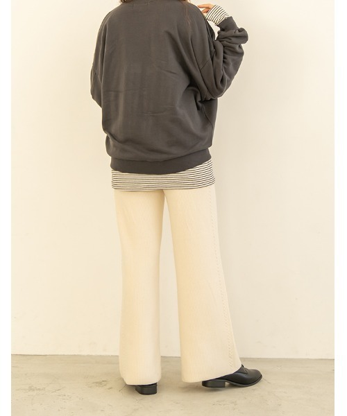 chocomee(チョコミー)の「side line knit pants(その他パンツ・レディース・アイボリー/ベージュ・FREE)」の9枚目の写真