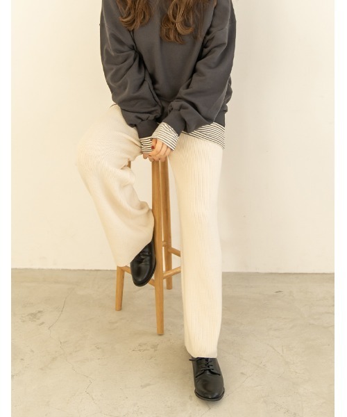 chocomee(チョコミー)の「side line knit pants(その他パンツ・レディース・アイボリー/ベージュ・FREE)」の12枚目の写真