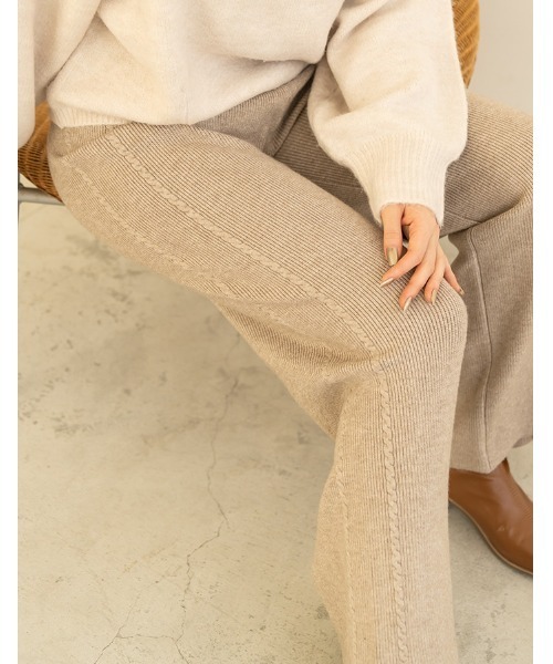 chocomee(チョコミー)の「side line knit pants(その他パンツ・レディース・アイボリー/ベージュ・FREE)」の5枚目の写真