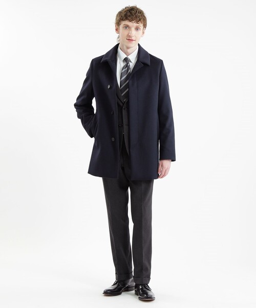 MACKINTOSH PHILOSOPHY(マッキントッシュ フィロソフィー)の「【WEB&一部店舗限定】アンゴラビーバー WELLINGTON(ウェリントン)ショート(ステンカラーコート・メンズ・グレー/ダークネイビー・36/42/38/40)」の4枚目の写真