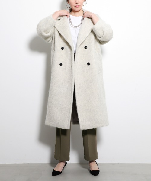 MICA&DEAL（マイカ＆ディール）の「【marmors】double coat/ダブルコート（チェスターコート・レディース・マルチ/グリーン/ライトグレー・36）」の7枚目の写真