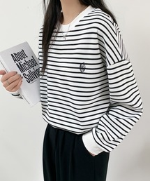 ワンポイント刺繍ベーシックボーダーロンT