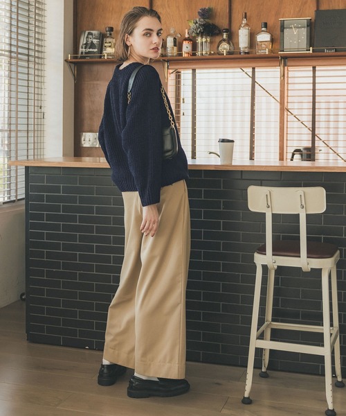 coca（coca）（コカ）の「モールタッチクルーネックニット（ニット/セーター・レディース・ネイビー/アイボリー・M/L）」の8枚目の写真