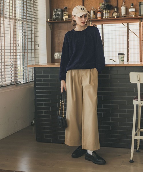 coca（coca）（コカ）の「モールタッチクルーネックニット（ニット/セーター・レディース・ネイビー/アイボリー・M/L）」の7枚目の写真