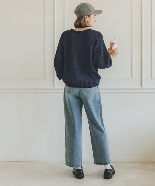 coca（coca）（コカ）の「モールタッチクルーネックニット（ニット/セーター・レディース・ネイビー/アイボリー・M/L）」の10枚目の写真