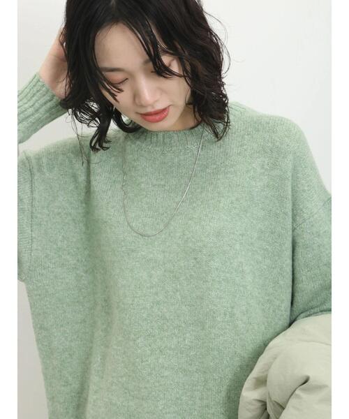 Samansa Mos2 blue（サマンサモスモスブルー）の「◎モヘアタッチルーズニット（ニット/セーター・レディース・グリーン/オレンジ/キナリ・F）」の2枚目の写真