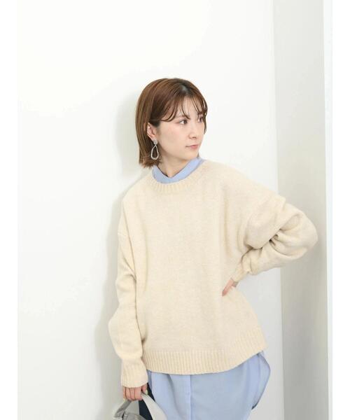 Samansa Mos2 blue（サマンサモスモスブルー）の「◎モヘアタッチルーズニット（ニット/セーター・レディース・グリーン/オレンジ/キナリ・F）」の4枚目の写真