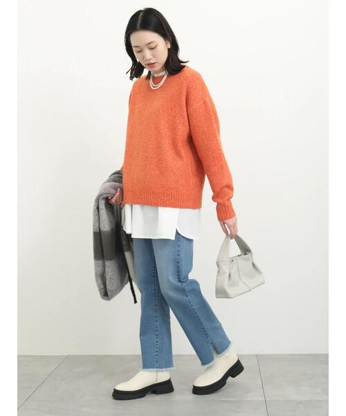 Samansa Mos2 blue（サマンサモスモスブルー）の「◎モヘアタッチルーズニット（ニット/セーター・レディース・グリーン/オレンジ/キナリ・F）」の17枚目の写真