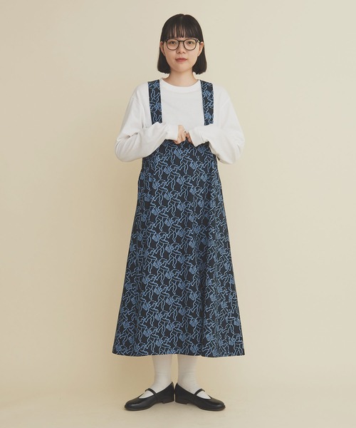 I am I in fact...（アイアムアイインファクト）の「ANGEL CHARM jumper skirt（スカート・レディース・ネイビー/ベージュ・FREE）」の7枚目の写真